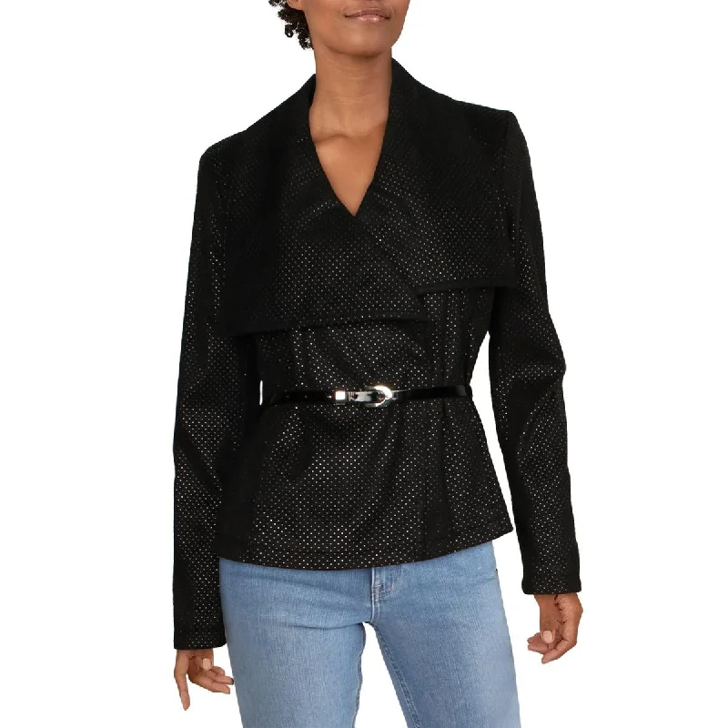 Kenneth Cole New York Womens Belted Lightweight Wrap Coat Flowy Lightweight Kimono