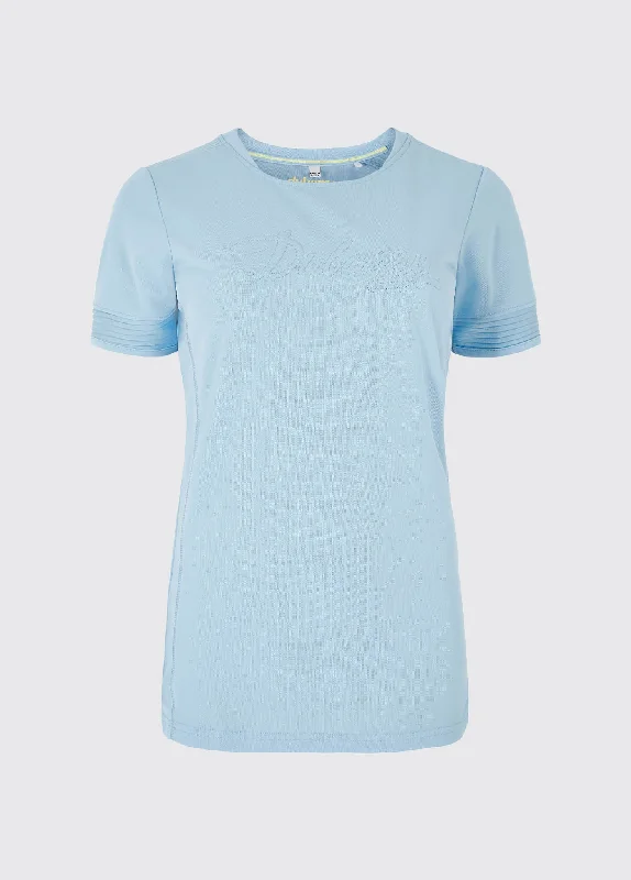 Trim Active T-shirt - Light Sky Notch Collar Peter Pan Collar Cowl Neck