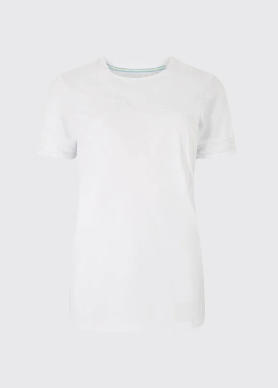 Trim Active T-shirt - White Striped Floral Plaid