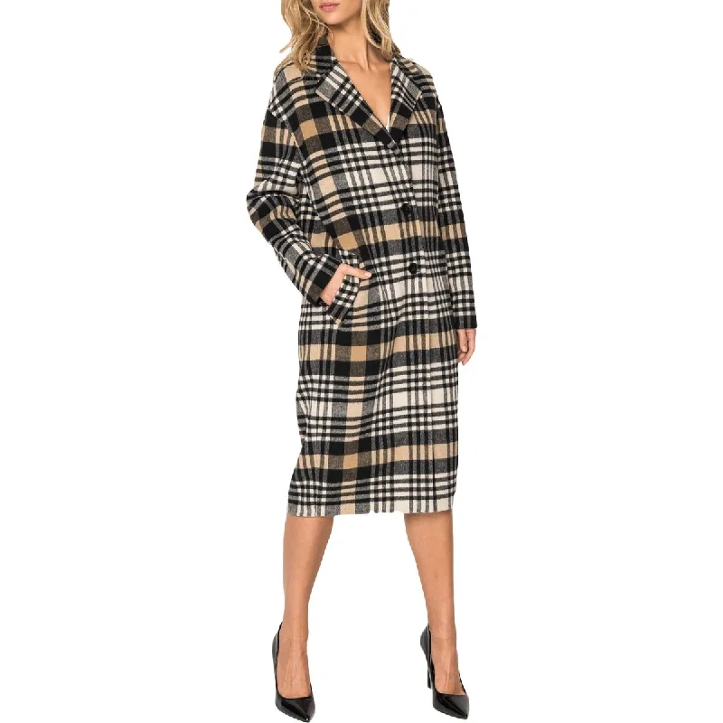 LAMARQUE Coppola Women's Plaid Print Mid-Length Wool Coat with Notch Collar Collared Pea Coat LAMARQUE Coppola Women's Plaid Print Mid-Length Wool Coat with Notch Collar Collared Pea Coat