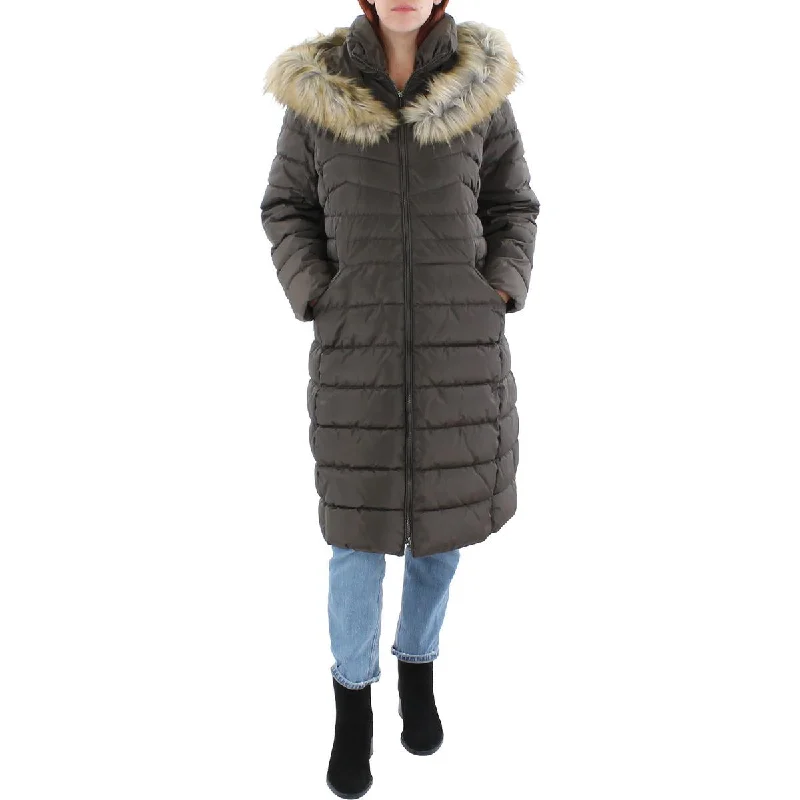 Laundry by Shelli Segal Women's Hooded Long Puffer Coat with Faux Fur Trim Hooded Raincoat Women Laundry by Shelli Segal Women's Hooded Long Puffer Coat with Faux Fur Trim Hooded Raincoat Women