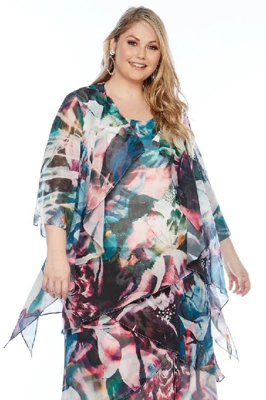 Layla Jones - LJ0348 Midi Dress w Jacket Boat Neck Shawl Collar Notched Collar