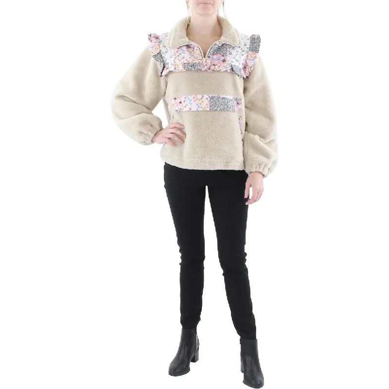 Lea + Viola Womens Faux Fur Short Teddy Coat Minimalist Wool Duster