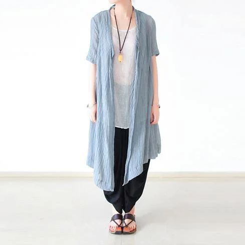 light blue casual linen cardigans plus size stylish sundress short sleeve shirt dress Solid Print Embellished light blue casual linen cardigans plus size stylish sundress short sleeve shirt dress Solid Print Embellished