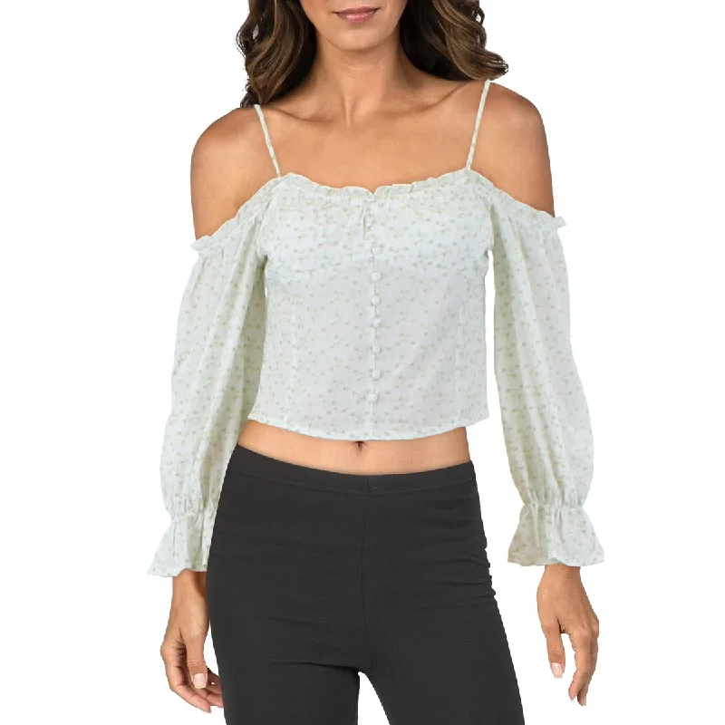 Line & Dot Womens Nikki Embroidered Off The Shoulder Pullover Top Bardot Neck Top