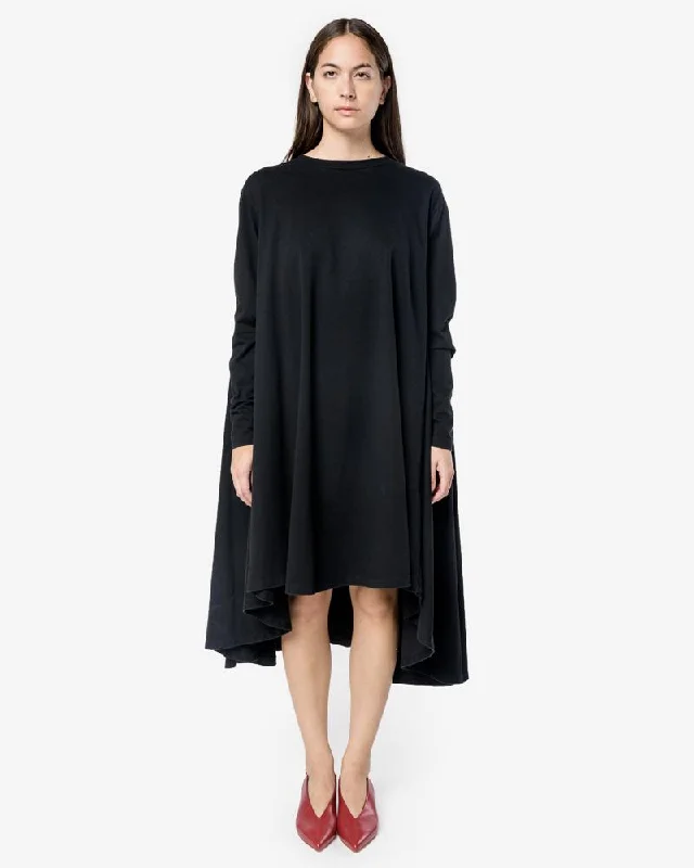 Long Oversized Sweatshirt Dress in Black Hoodie with Mesh Breathable Sporty