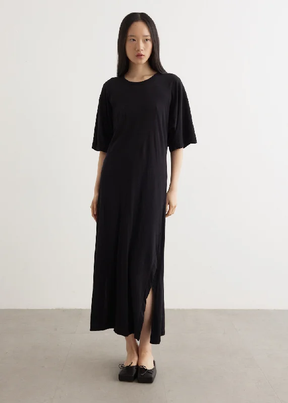 Longerline Short Sleeve T-Shirt Dress Lace Blend Ribbed Blend Corduroy Blend