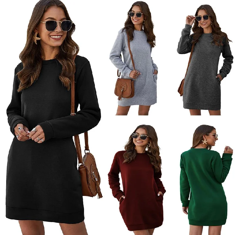 Marble Knit Mini Sweatshirt Dress Hoodie with Raglan Sleeves Sporty Comfortable