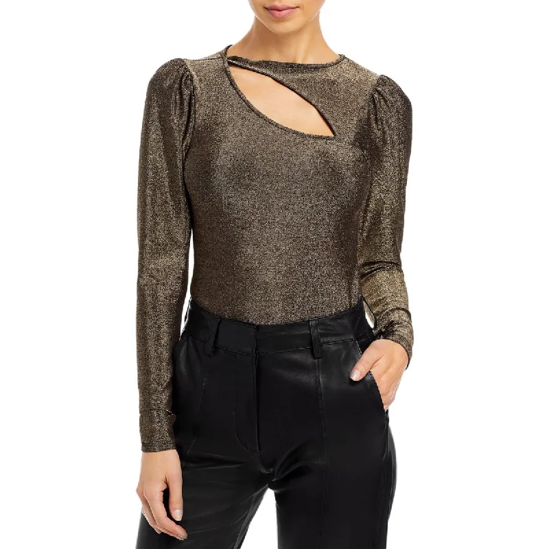 n:PHILANTHROPY Womens Delia Metallic Cut Out Pullover Top Wide Sleeve Pullover