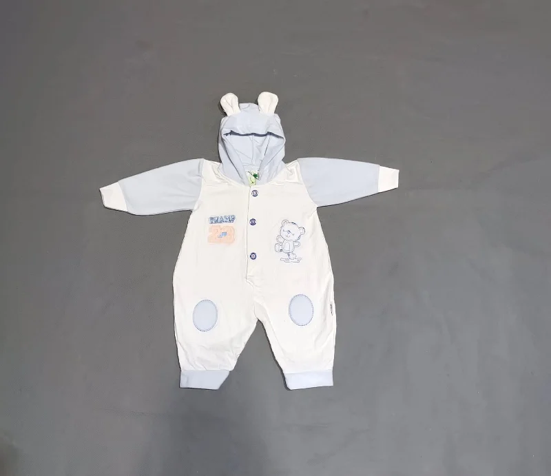 New Fleece Stuff Romper With Hoodie For New Born Bear Design Hoodie with Distressed Vintage Worn