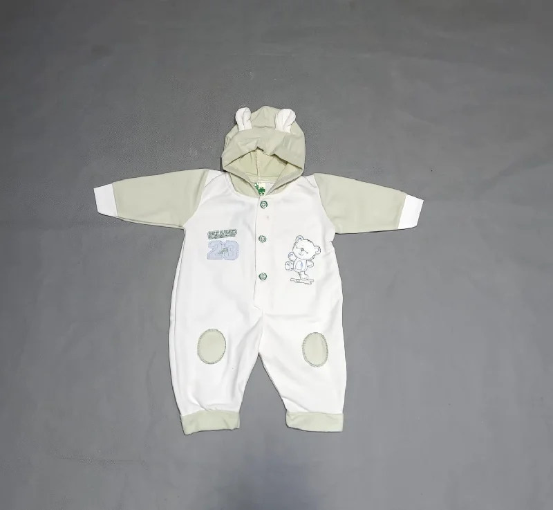 New Fleece Stuff Romper With Hoodie For New Born Bear Design Hoodie with Raw Hem Edgy Unfinished