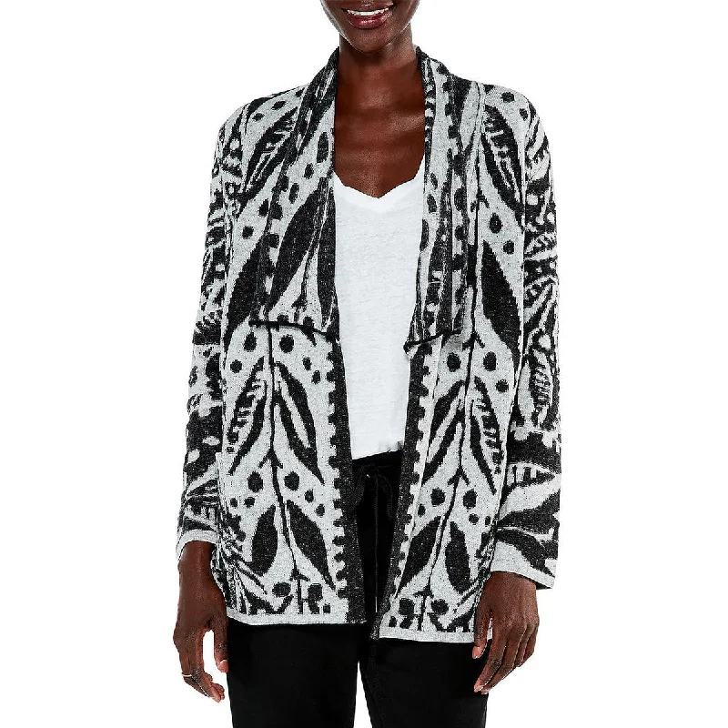 Nic + Zoe Womens Here And There Pattern Knit Cardigan Sweater Print Jacquard Patchwork Nic + Zoe Womens Here And There Pattern Knit Cardigan Sweater Print Jacquard Patchwork