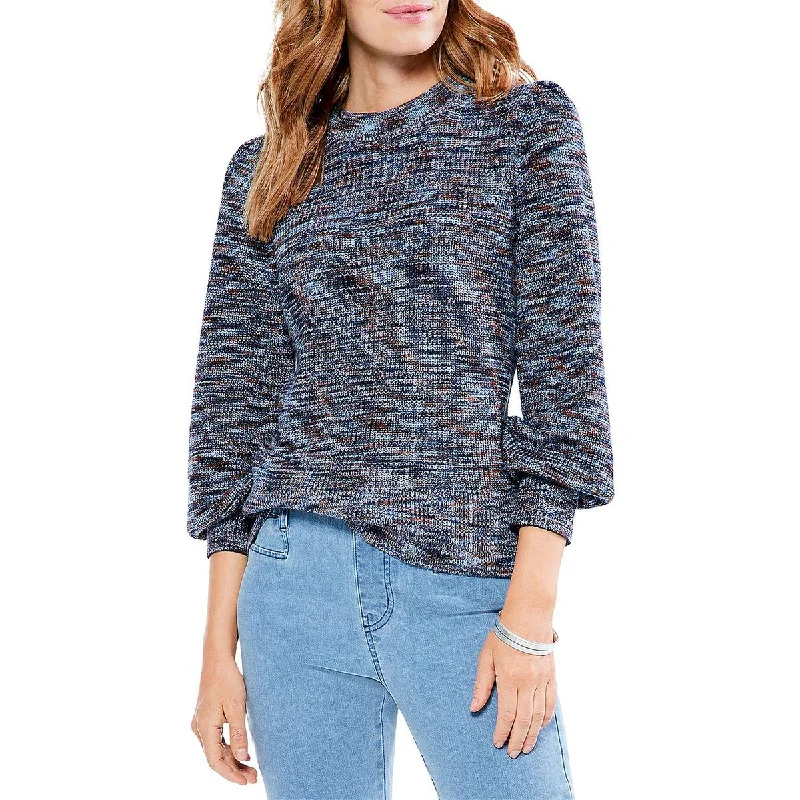 Nic + Zoe Womens Space Dye Knit Pullover Sweater Long Bell Sleeve