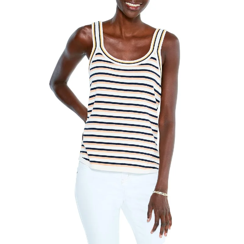 Nic + Zoe Womens Vital Striped Ribbed Trim Tank Top lemon yellow tank