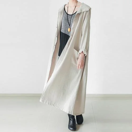 Nude hoodied linen dresses oversize coats caftans Chinese elements cloth buttons Soft Flannel Shacket Nude hoodied linen dresses oversize coats caftans Chinese elements cloth buttons Soft Flannel Shacket