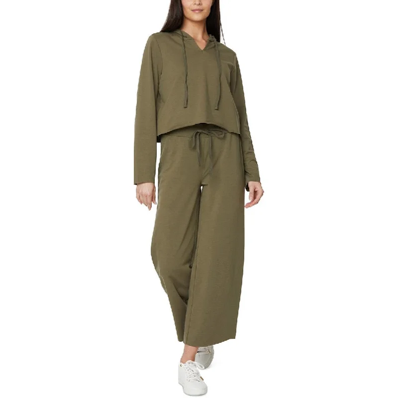 NYDJ Womens Cropped Comfy Hoodie Hoodie with Stripes Bold Sporty