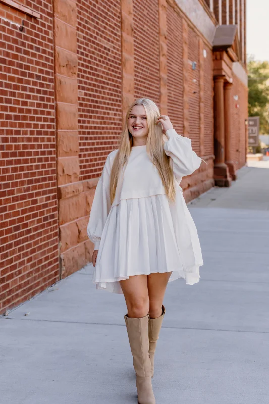 Eleanor Sweatshirt Dress | Grey Combo Graphic Hoodie Design Print