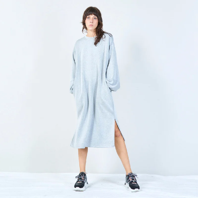 Oversized sweatshirt dress with balloon sleeves wholesale Hoodie with Gradient Ombre Colorful
