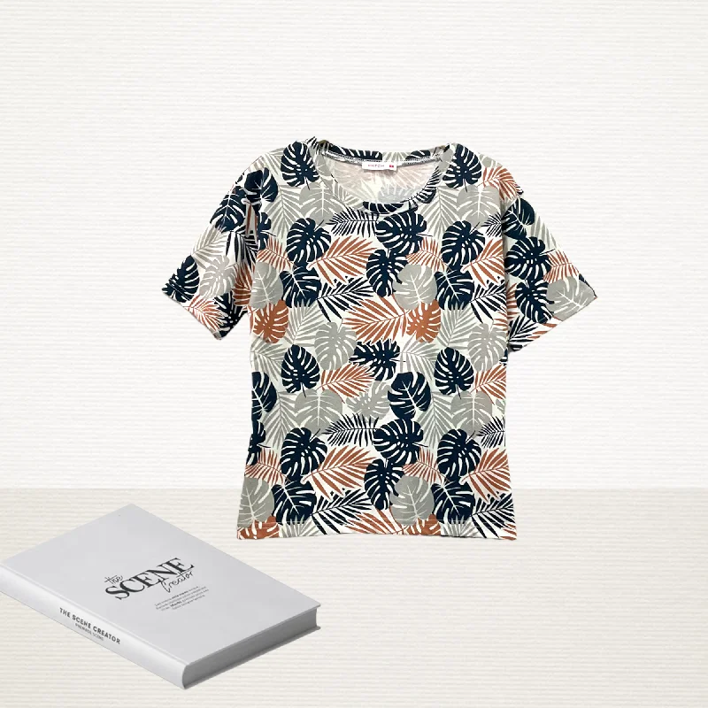 Patch Women Cotton Short Sleeve Round Neck Printed T-Shirt Cozy Warm Stylish
