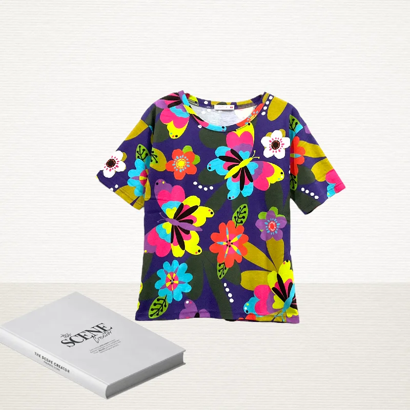 Patch Women Cotton Short Sleeve Round Neck Printed T-Shirt Graphic Embroidered Appliqued Patch Women Cotton Short Sleeve Round Neck Printed T-Shirt Graphic Embroidered Appliqued