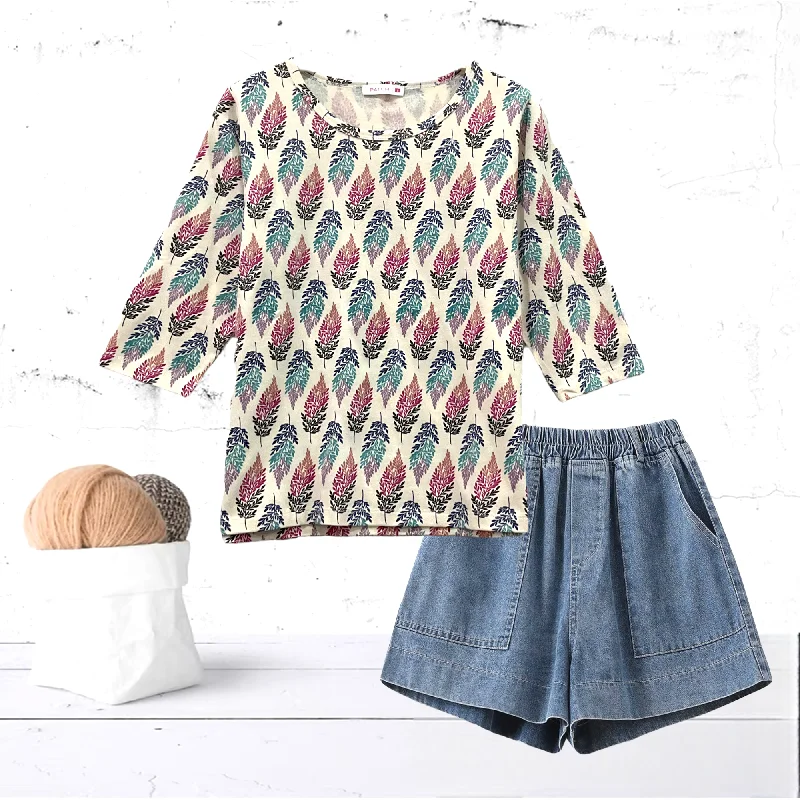 Patch Women Spandex 3/4 Sleeve Round Neck Floral Print T-Shirt Hooded Caped Shawl Collar Patch Women Spandex 3/4 Sleeve Round Neck Floral Print T-Shirt Hooded Caped Shawl Collar