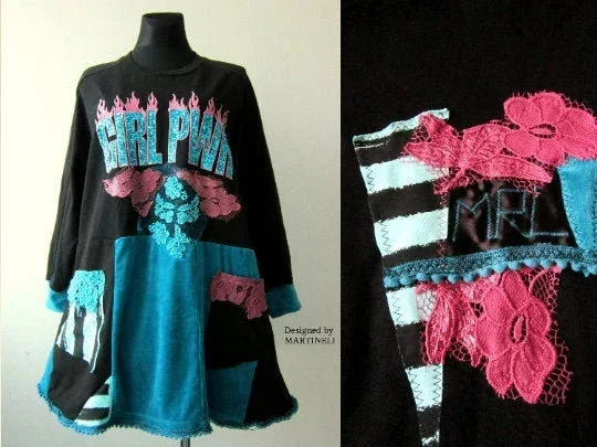 Plus Size Sweatshirt Dress,3XL Embroidered Maxi Top Hoodie with Pattern Geometric Abstract