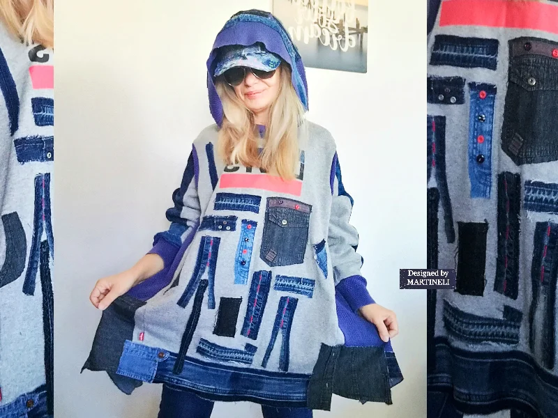 Plus Size LEVI`S Hooded Sweatshirt Dress 5XL Loose Denim Hoodie Dress Hoodie with Drop Shoulder Relaxed Streetwear