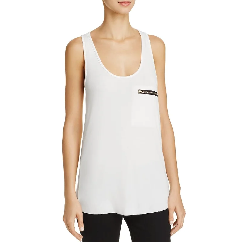 POL Womens Woven Zipper Tank Top stylish tank top