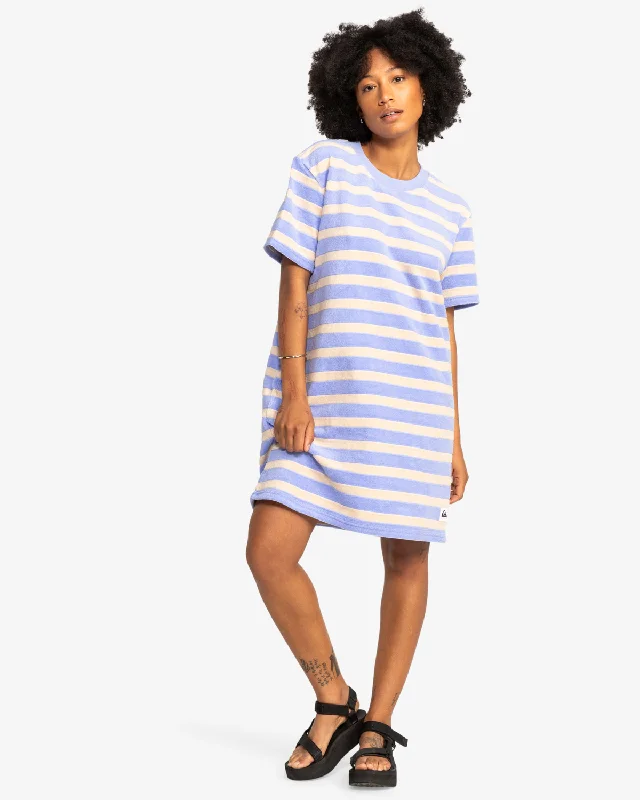 Uni Towel T-Shirt Dress in Hydrangea Mesh Fabric Canvas Fabric Denim Fabric