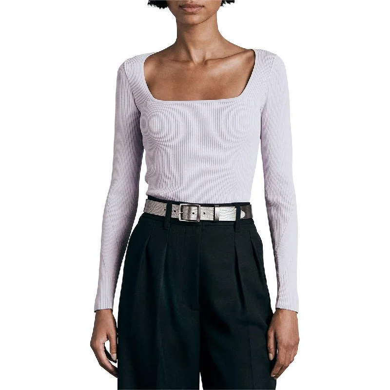 Rag & Bone Womens Asher Fitted Square Neck Pullover Sweater Long Sleeve Pullover