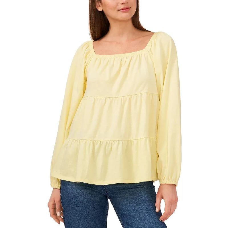 Riley & Rae Womens Tiered Square-Neck Pullover Top Surplice Neck Pullover