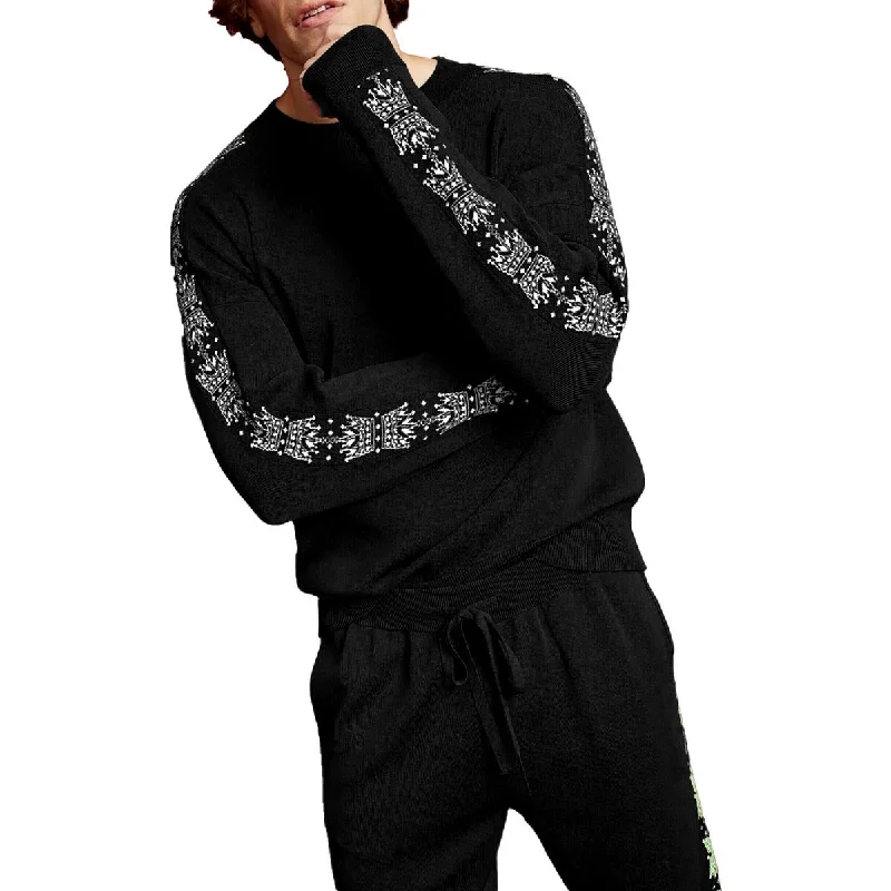 Royalty By Maluma Mens Crewneck Knit Pullover Sweater Zipper Front Cardigan