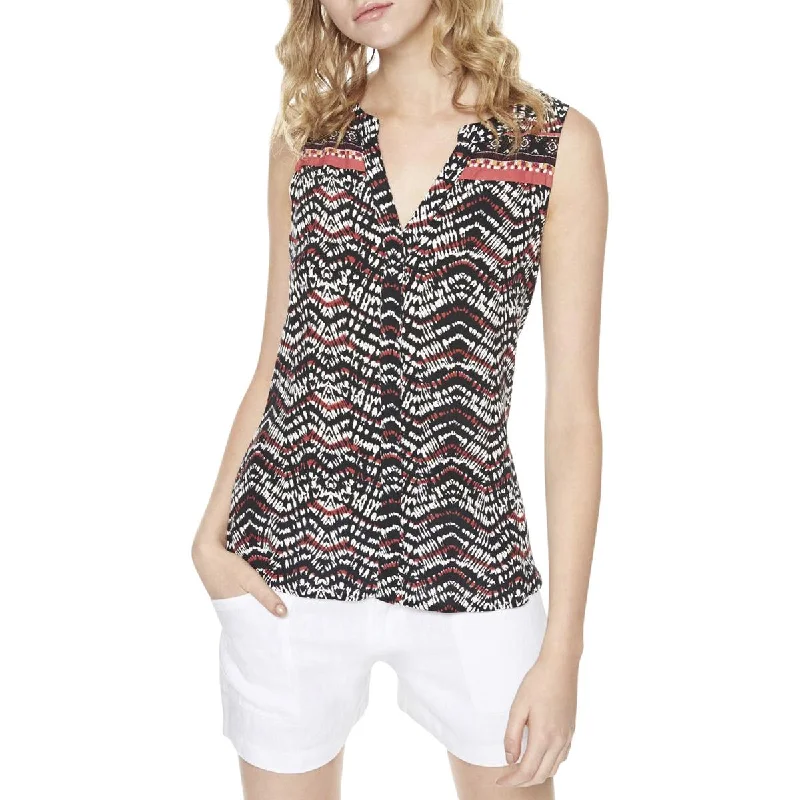 Sanctuary Womens Border Craft Printed Split Neck Tank Top scoop neck tank
