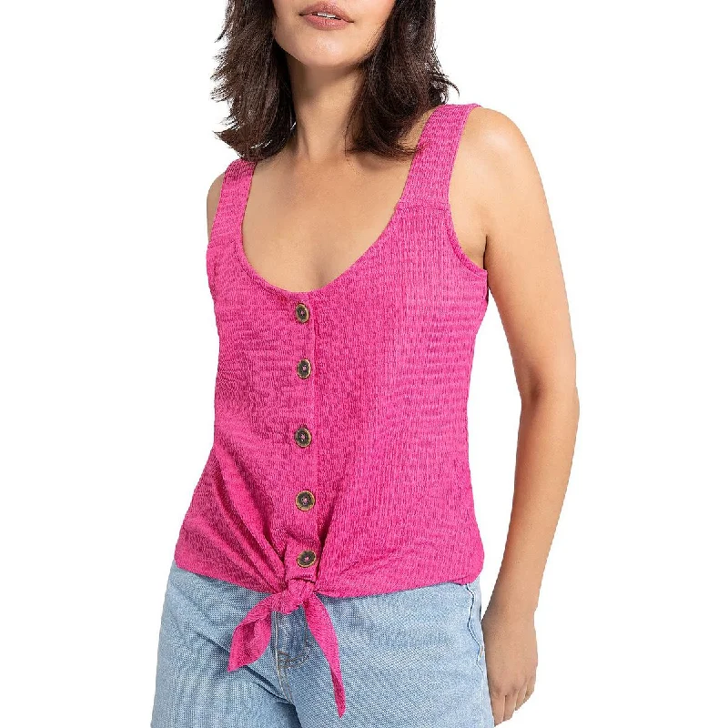 Sanctuary Womens Golden Hour Button-Down Tie Front Tank Top slim fit tank