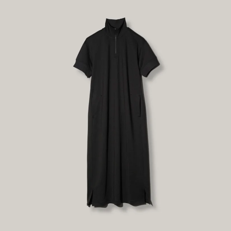 SNOW PEAK WOMEN'S QUICK DRY SWEATSHIRT DRESS - BLACK Hoodie with Pastel Soft Subtle