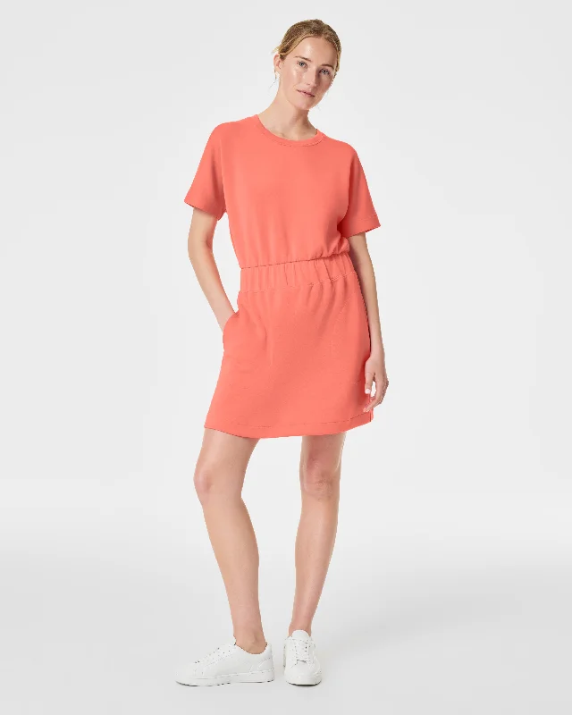 SPANX® AirEssentials Cinched T-Shirt Dress Collared Crew Neck Turtle Neck