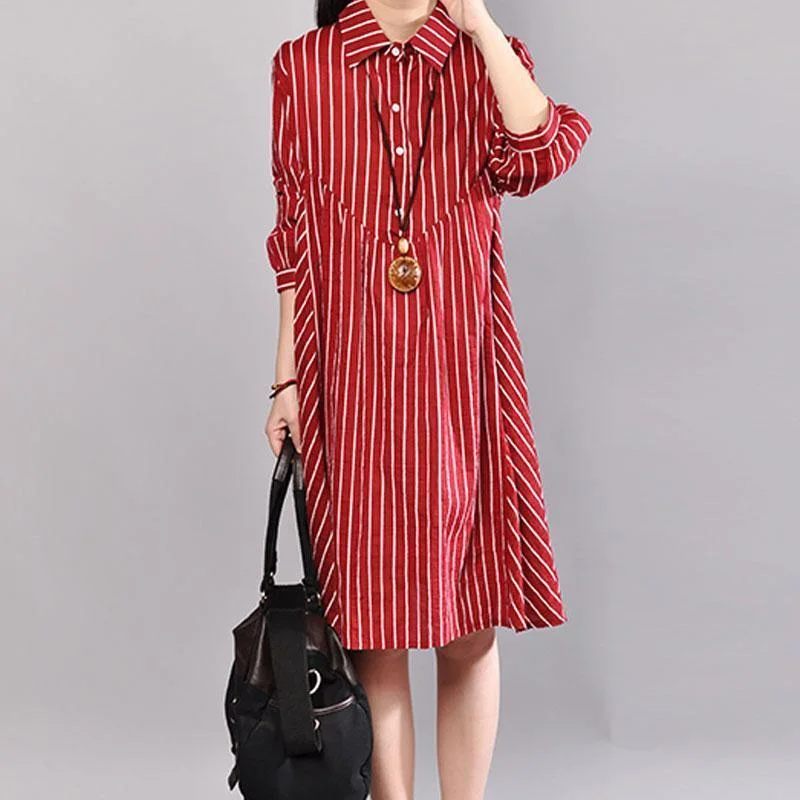 stylish summer dress plus size Stripe Polo Collar Half Sleeve Cotton Red Pullover Dress Chunky Knit Pullover stylish summer dress plus size Stripe Polo Collar Half Sleeve Cotton Red Pullover Dress Chunky Knit Pullover