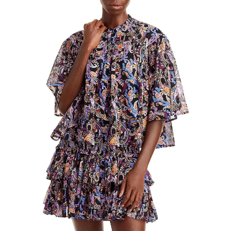 Sundry Womens Paisley Round-Neck Pullover Top Honey Neck Pullover