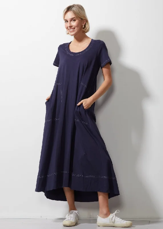 T-Shirt Dress ZP6645 in Navy by Zaket & Plover Knit Fabric Woven Fabric Fleece Fabric T-Shirt Dress ZP6645 in Navy by Zaket & Plover Knit Fabric Woven Fabric Fleece Fabric