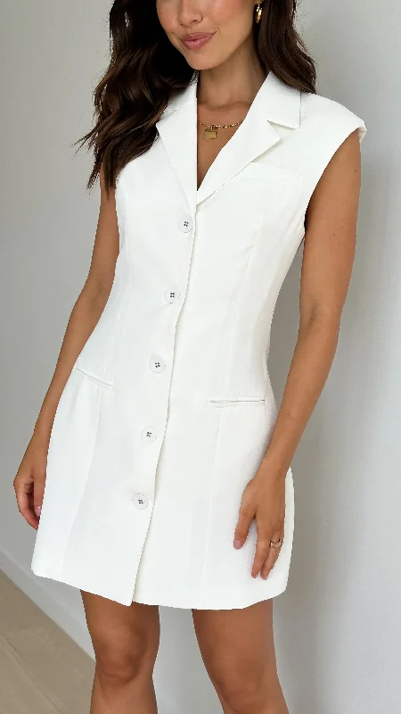 Tayli Blazer Dress - White Women's Luxurious Suit