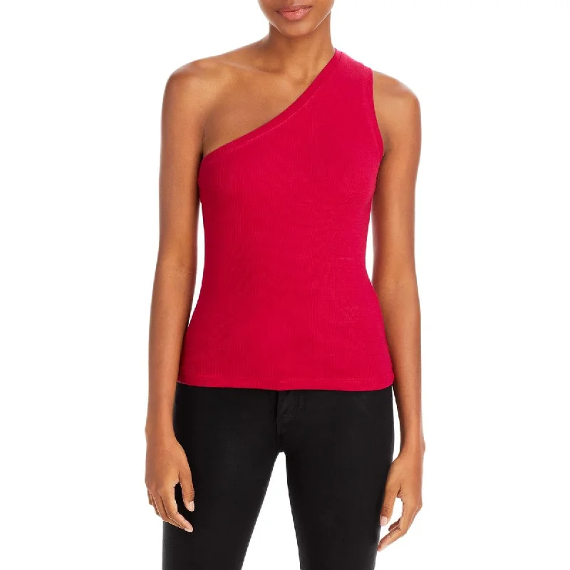 Three Dots Womens One Shoulder Ribbed Tank Top athletic tank top