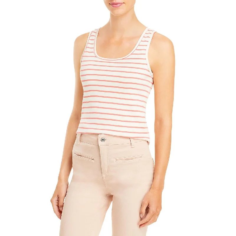 Three Dots Womens Striped Crewneck Tank Top cotton tank top