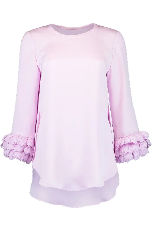 Tulip Cuff Pullover Top Chunky Knit Pullover