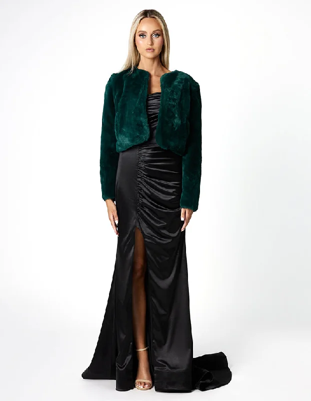 ULYSSA FAUX FUR CROP JACKET EMERALD B66L30S Denim Jacket Leather Jacket Suede Jacket ULYSSA FAUX FUR CROP JACKET EMERALD B66L30S Denim Jacket Leather Jacket Suede Jacket