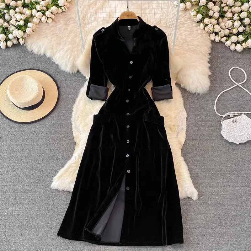 velvet cardigan dress fashion long skirt     S3946 Nylon Fabric Polyester Fabric Spandex Fabric