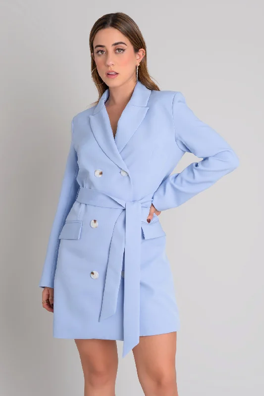 Vestido blazer corto cruzado con cinturón Plus Size Women's Coat