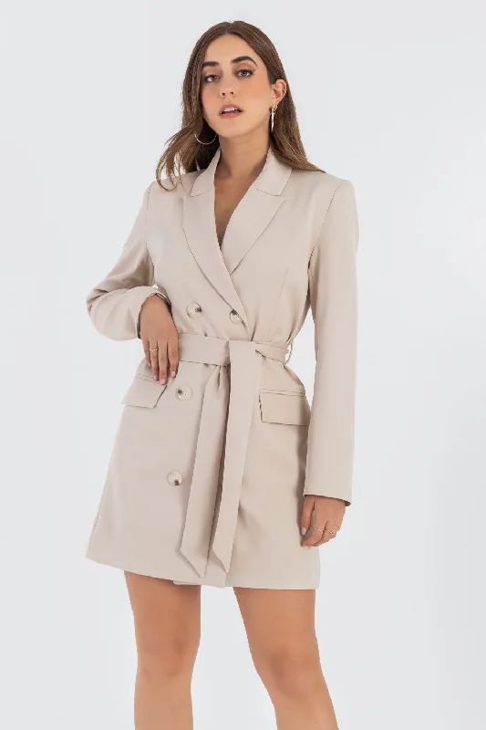 Vestido blazer corto cruzado con cinturón Women's Pencil Blazer