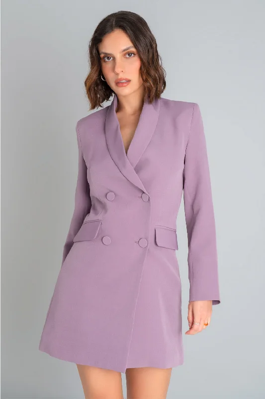 Vestido blazer corto cruzado con hombreras Slimming Women's Blazer
