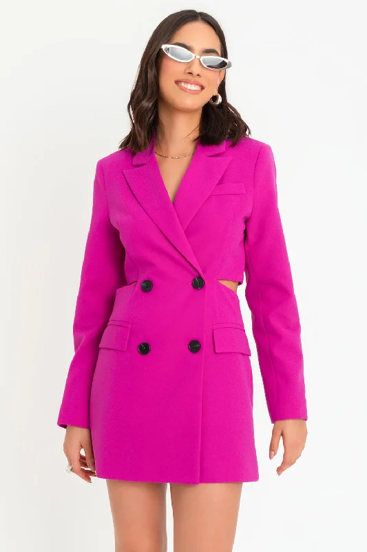 Vestido blazer cruzado corto con cut out Silk Women's Blazer