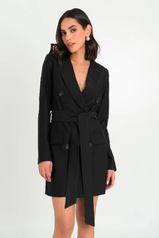 Vestido tipo blazer cruzado botones con cinturón Women's Advanced Suit